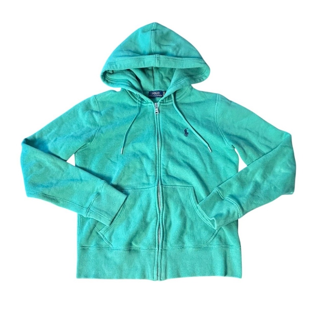 Polo Ralph Lauren Hoodie XS Green Full Zip Pony Logo Cotton Preppy Athleisure